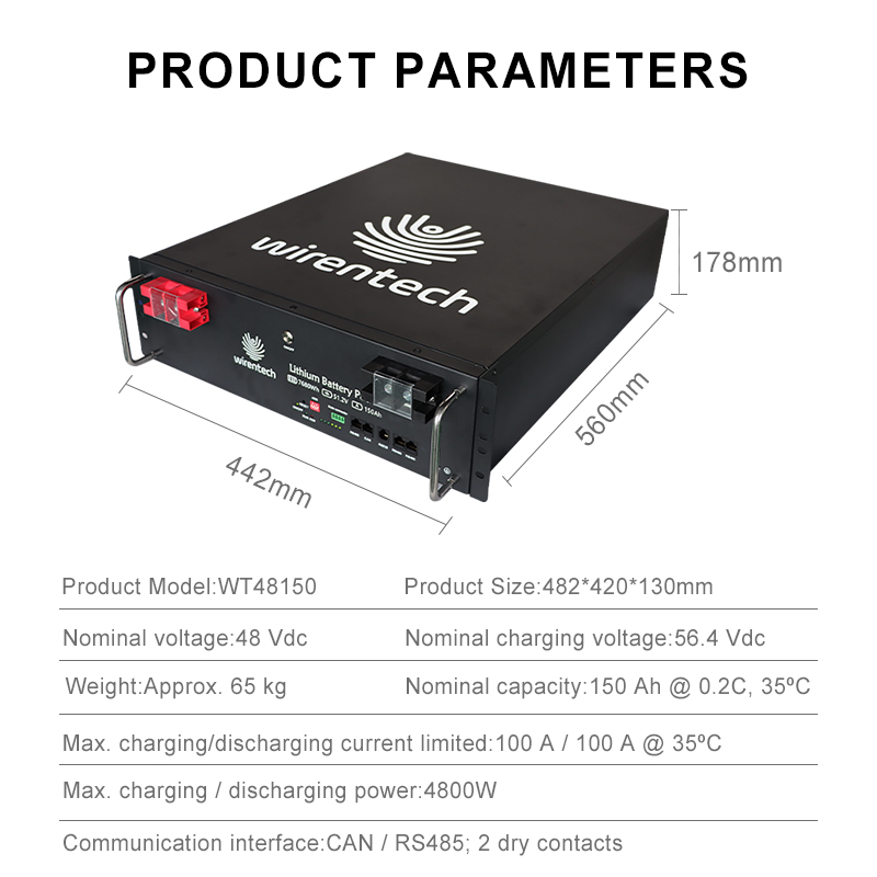 51.2V 150Ah Lithium Battery Telecom Power System Backup Telecom Tower Batteries Solar System 7.6KW 15KW Rack Energy for Telecom