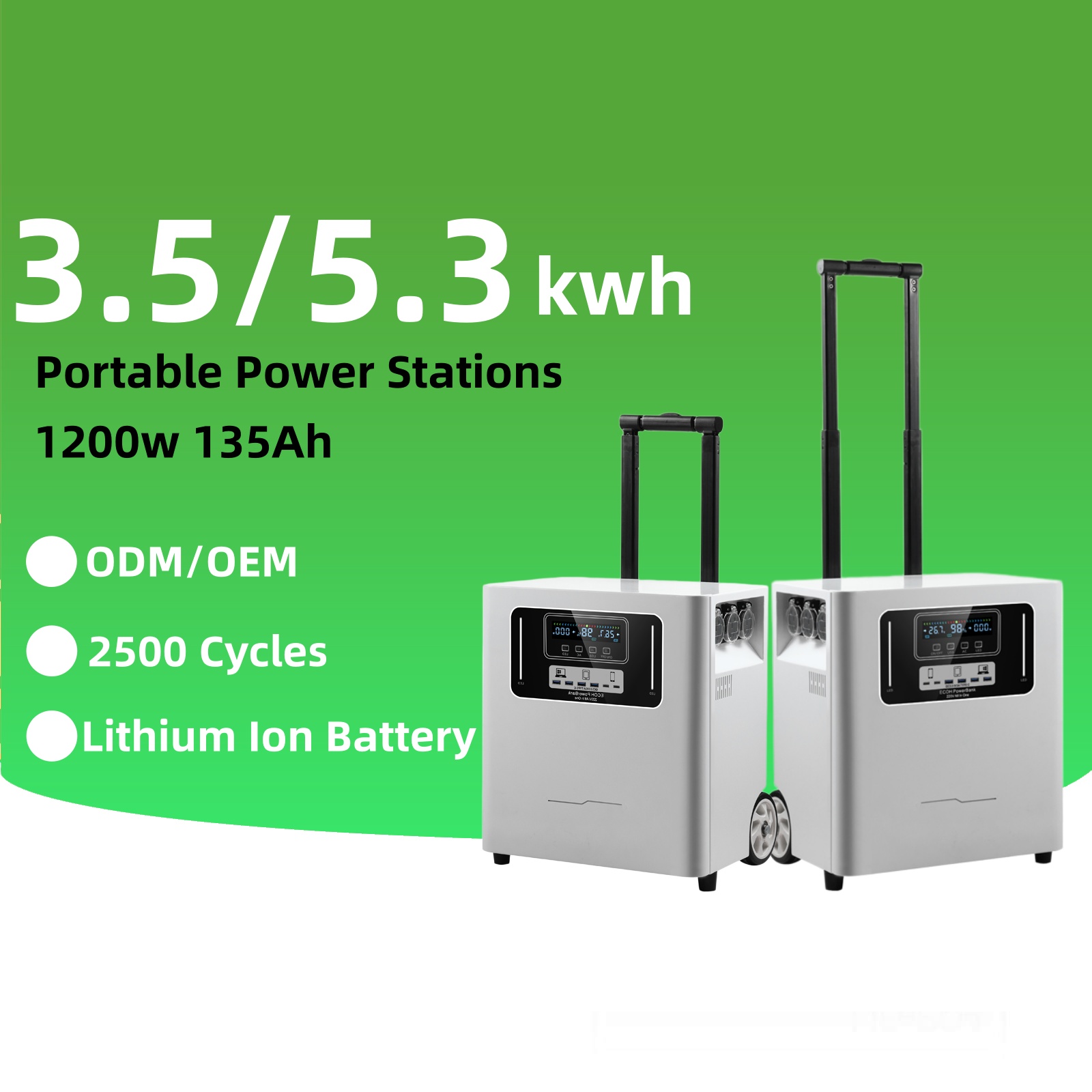 3.5KWH 5.3KWH Portable Solar Power Station Lithium Ion Battery with Pure Sine Wave Inverter for Outdoor Use