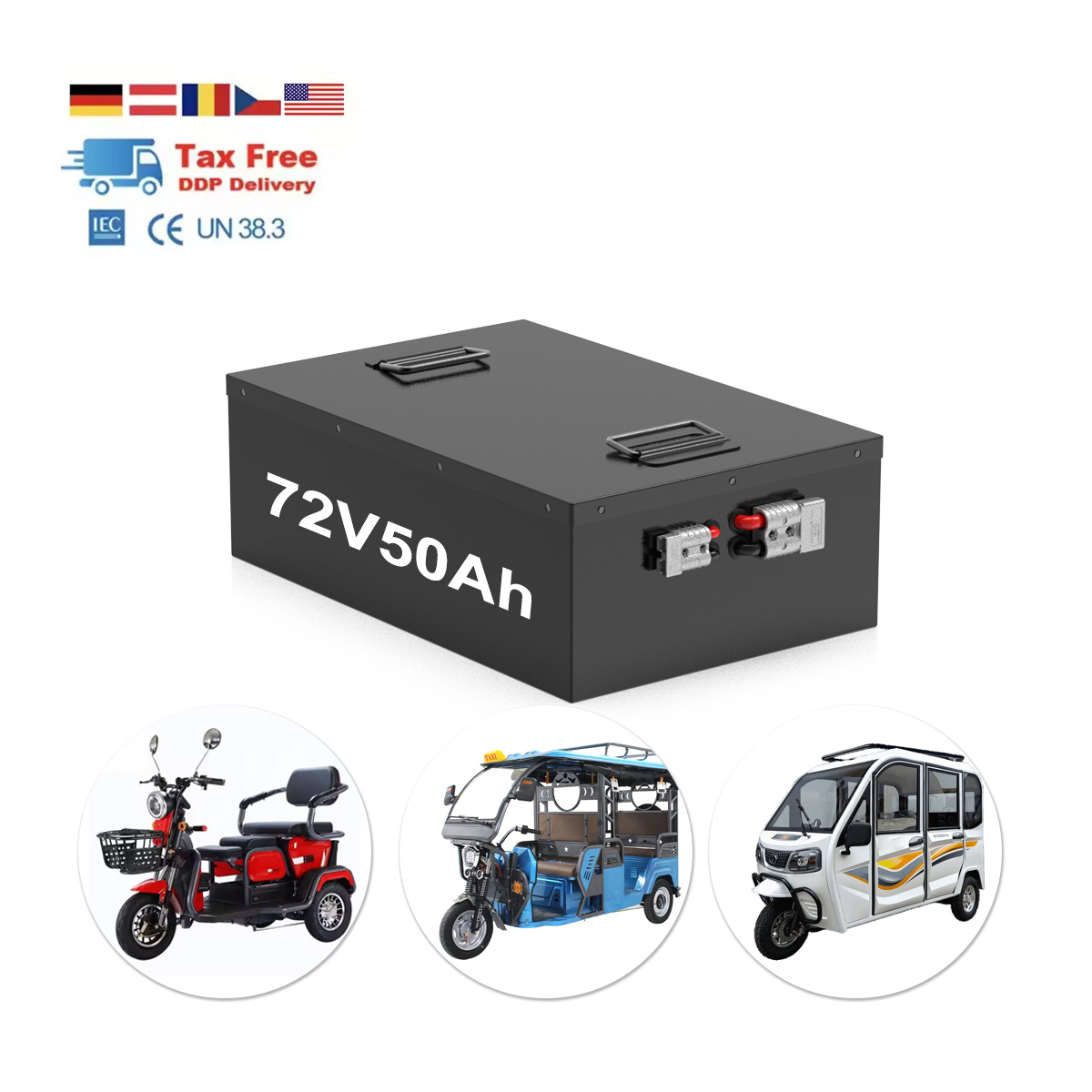 Electric Vehicle Lithium Battery 30ah 50ah 100ah 120ah 150ah 200ah 300ah 48v 60v 72v 6000 Cycles Electric Motorcycle Batteries