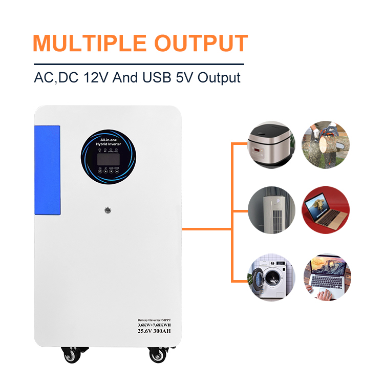 Lifepo4 25.6v 300ah 7.68kwh 16kwh Pure Sine Wave Home All-In-One Movable Power Station Battery Solar Lithium Ion Batteries