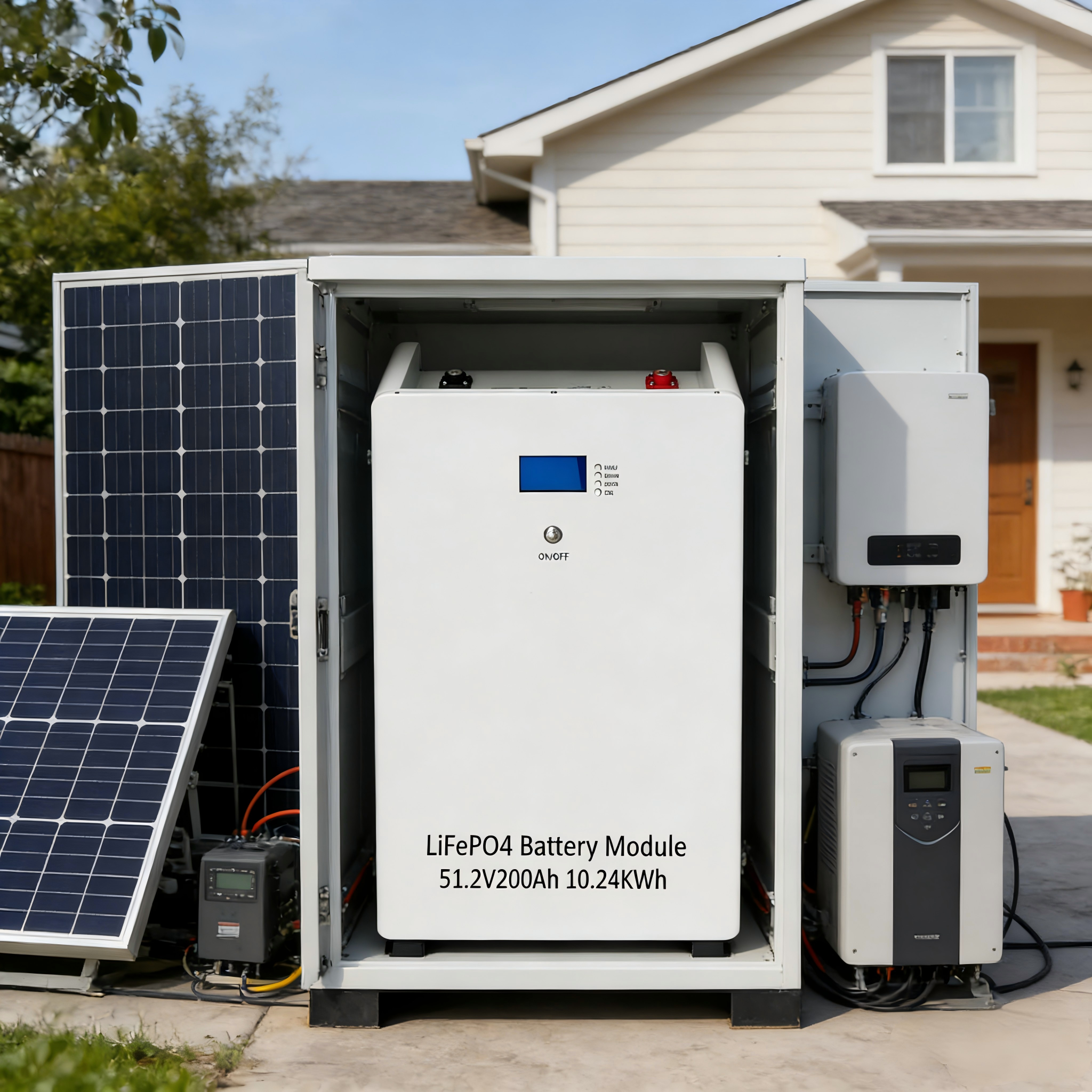 51.2V 200Ah Wall Mount LiFePO4 Battery - 10.24kWh for Home Solar / Telecom / Cabin / Farm / Clinic / Security Backup