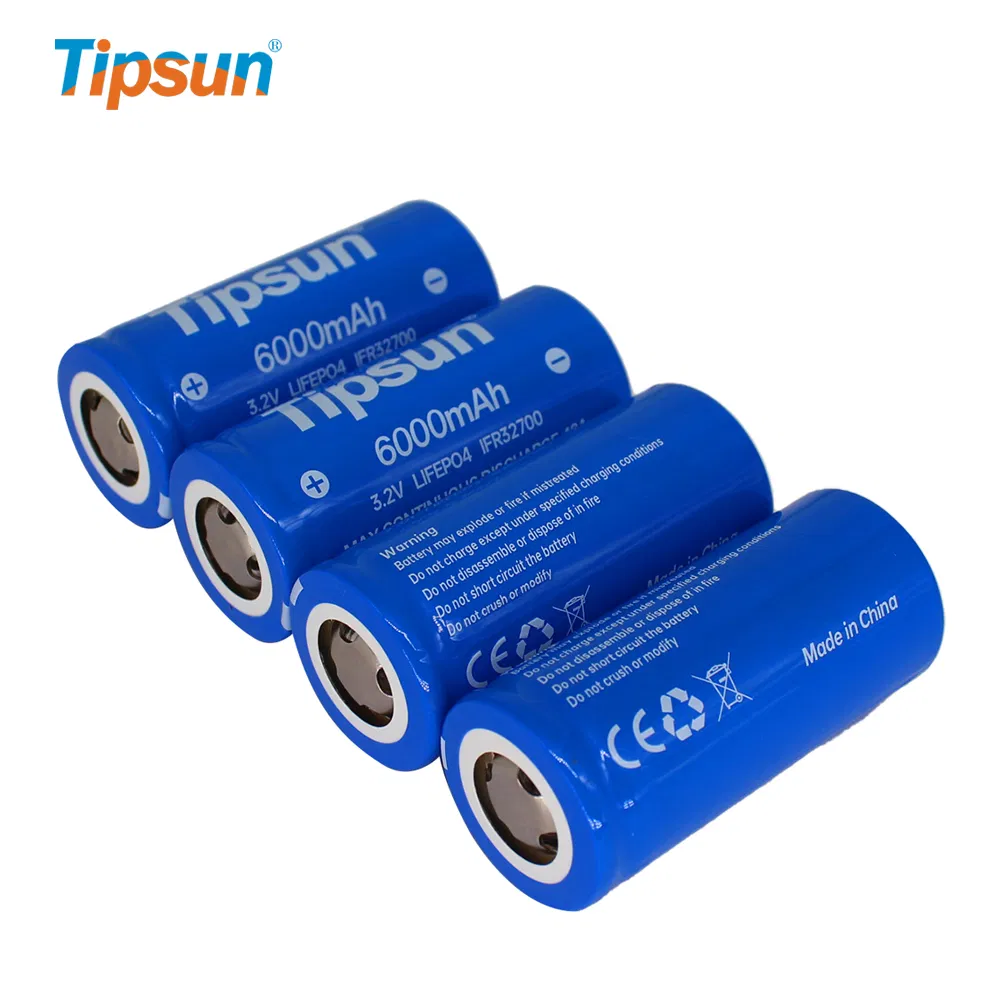 Tipsun 32700 6000 mAh Lithium Iron Phosphate 3.2V 6ah 32700 LiFePO4 Cylindrical Cells Battery for Solar System