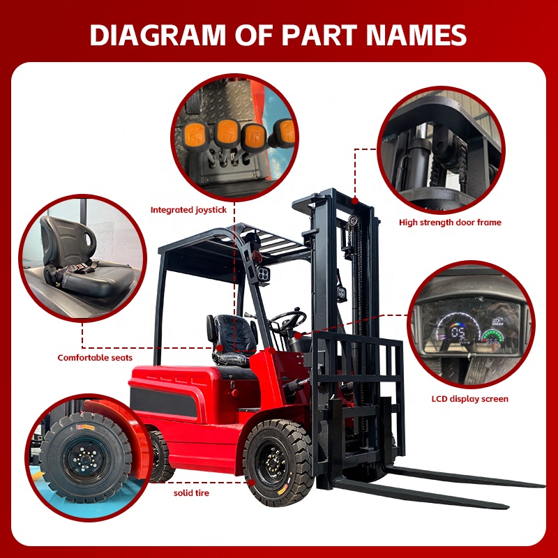 Electric Fork Lift Truck Lithium Battery Warehouse Handling Lifting Mini Parts 4x4 Wheel Forklift Carretilla Elevadora with Seat