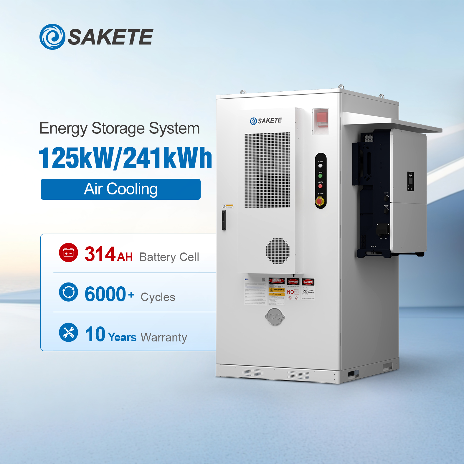 Sakete 200kWh 215kWh High Voltage BESS LiFePO4 Battery Energy Storage System for Industrial Factory and EV Charging Station