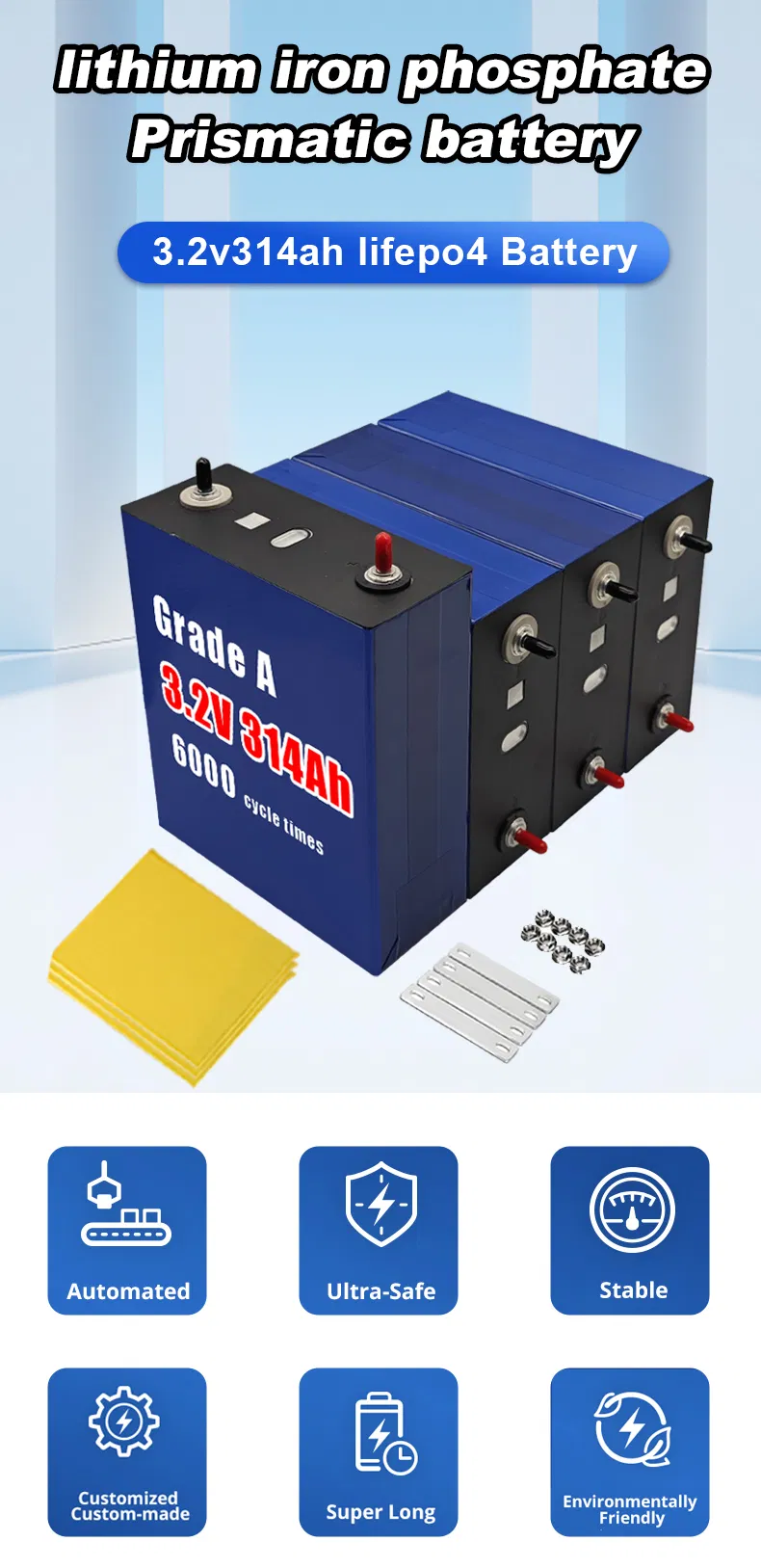 Prismatic Lithium Ion Battery LiFePO4 3.2V 314ah
