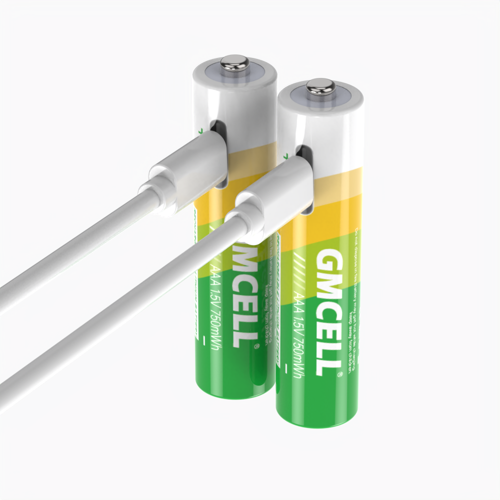 GMCELL High Capacity Lithium Battery Triple A 750mWh 1.5V Rechargeable Li-ion Batteries AAA With USB Cable