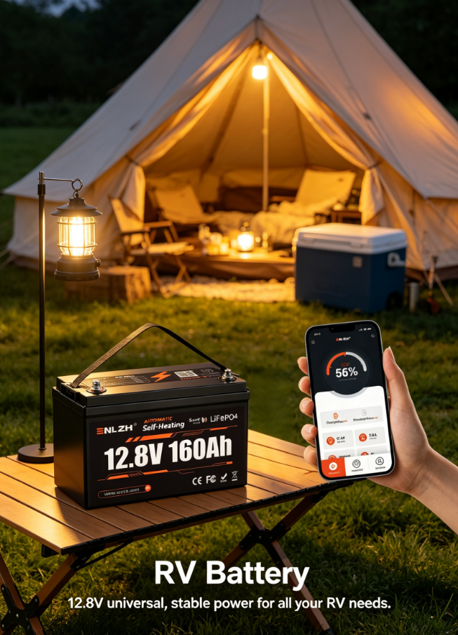 12.8V 160Ah LiFePO4 Battery Self-Heating Low Temperature Bluetooth Solar Lithium Battery 5Y Warranty for Home Mini UPS Marine
