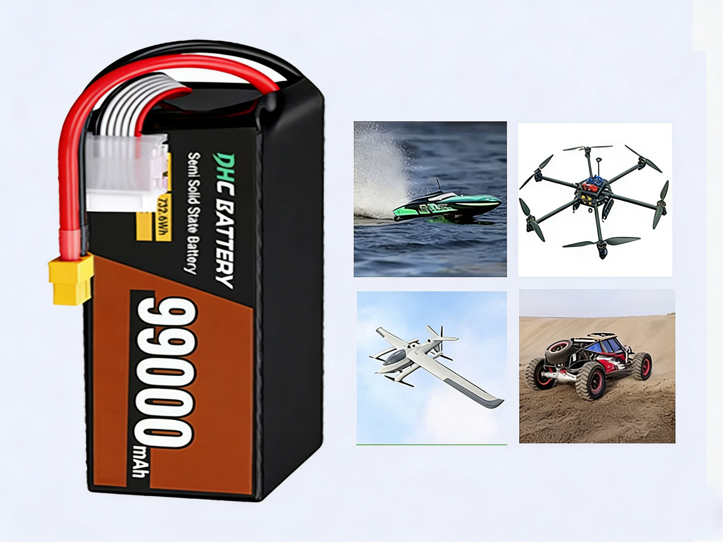 Semi-Solid State Lithium-ion Battery 4S 6S 8S 12S 18S 14.8V 22.2V 44.4V 99000mAh 10C 350Wh/kg FPV Drone Battery Pack