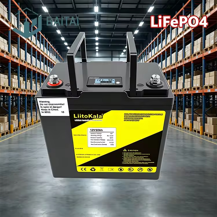 Long Life Deep Cycle Battery Pack 12V 50Ah LiFePO4 With LCD 3000 Cycles for RV Off Grid Solar Power Use
