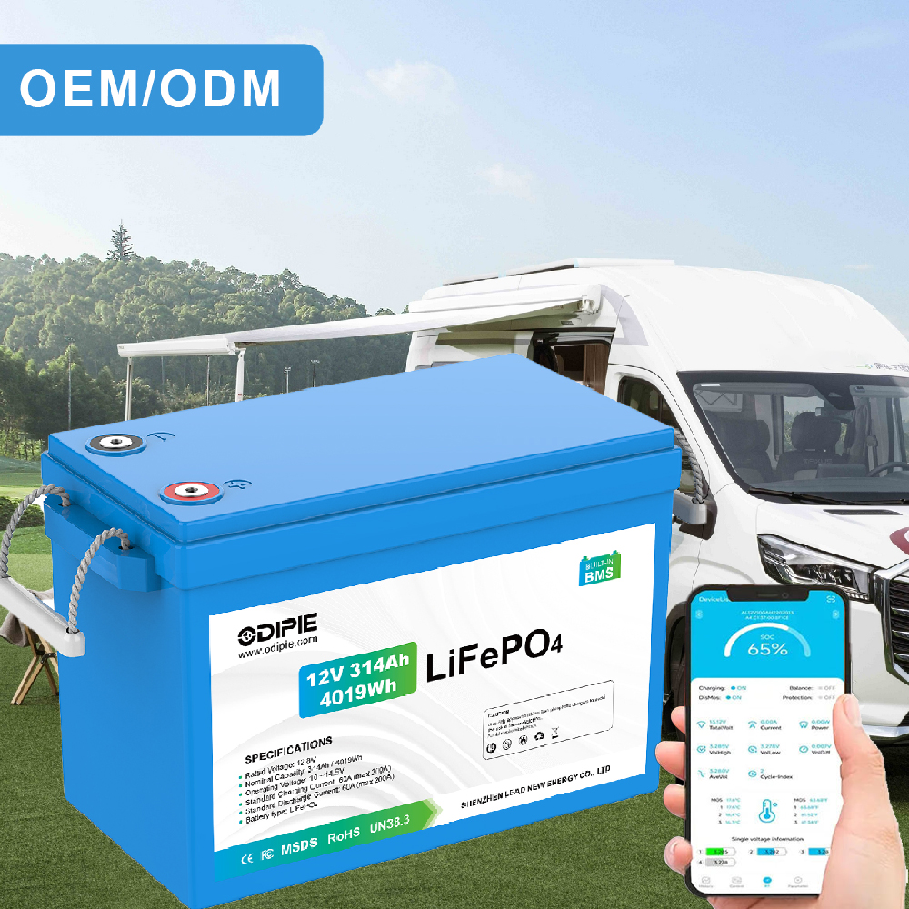 Factory Direct CE 12V 314Ah 300Ah Smart Motorhome LiFePO4 Lithium Battery Pack with BT Best RV Battery Manufacturer in China