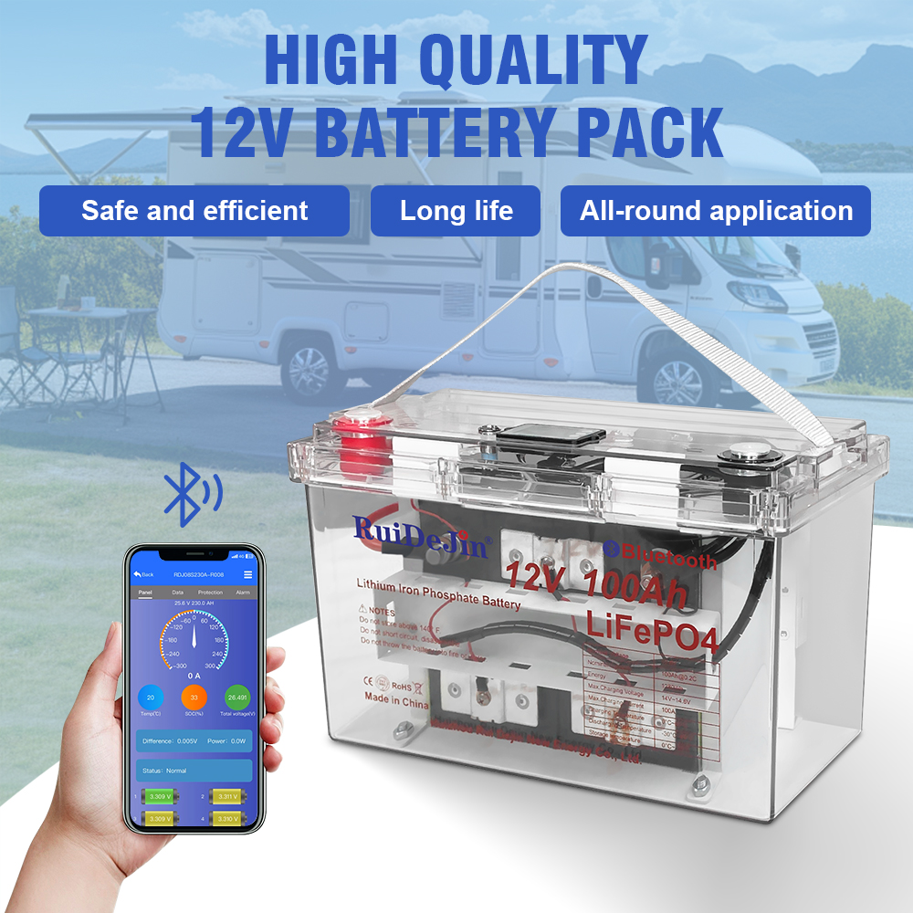 Wholesale Lifepo4 Battery 12V 24V 100Ah 200Ah 300Ah Li-ion Lithium Batteries Solar Energy Storage Battery Pack for RV Camping
