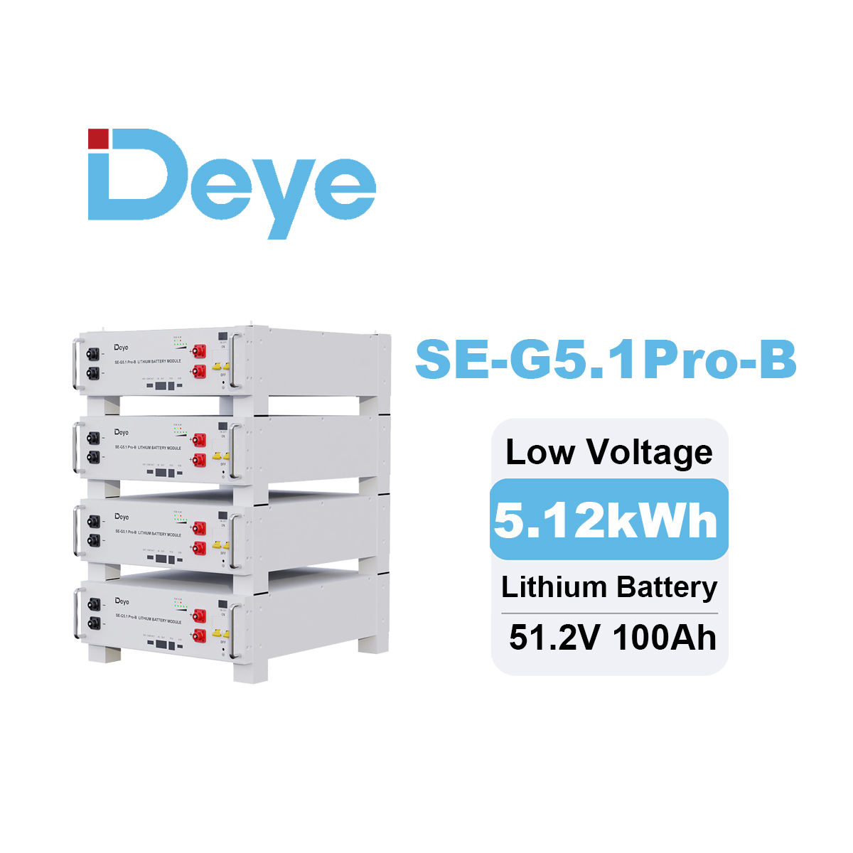 EU Warehouse Deye SE-G5.1 Pro-B Low Voltage Lithium Battery 5kw 10kw 15kw 20kw 51.2V Solar LiFePO4 Battery for Home System