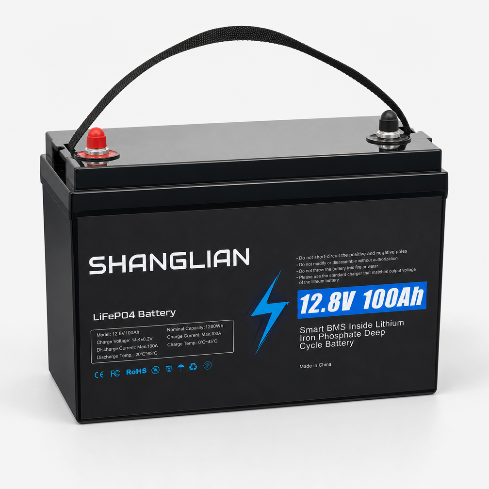 4000-Cycle Lithium Iron Phosphate 12.8V 100Ah Rechargeable Battery for Boat Marine &amp; High Torque Robot Vacuum