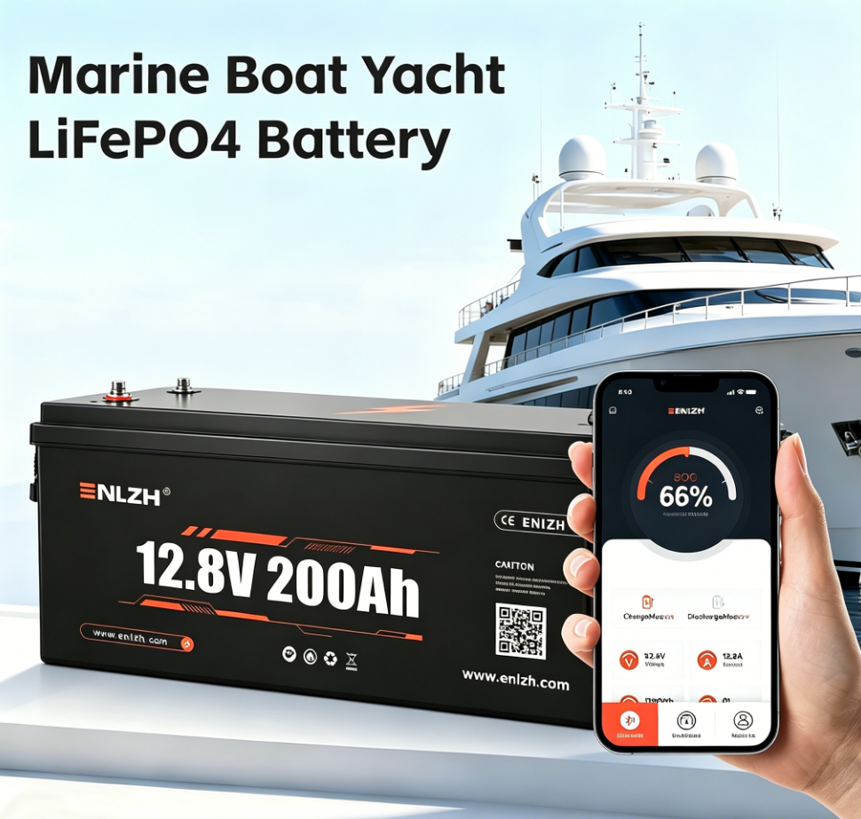 Enlzh Energy Storage 12.8v RV Travel Trailer Bluetooth Underseat Lithium-Ion Batteries Pack 200ah