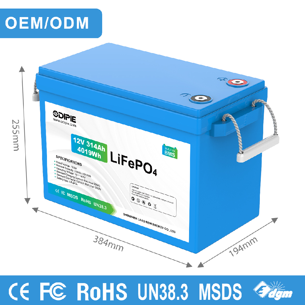 Factory Direct CE 12V 314Ah 300Ah Smart Motorhome LiFePO4 Lithium Battery Pack with BT Best RV Battery Manufacturer in China