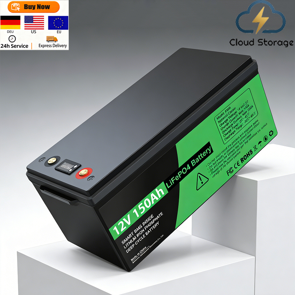 12V 150Ah Solid State LiFePO4 Battery Packs for Solar Storage 8000-Cycle BMS Golf Carts Forklifts Customized Packaging -20~60C