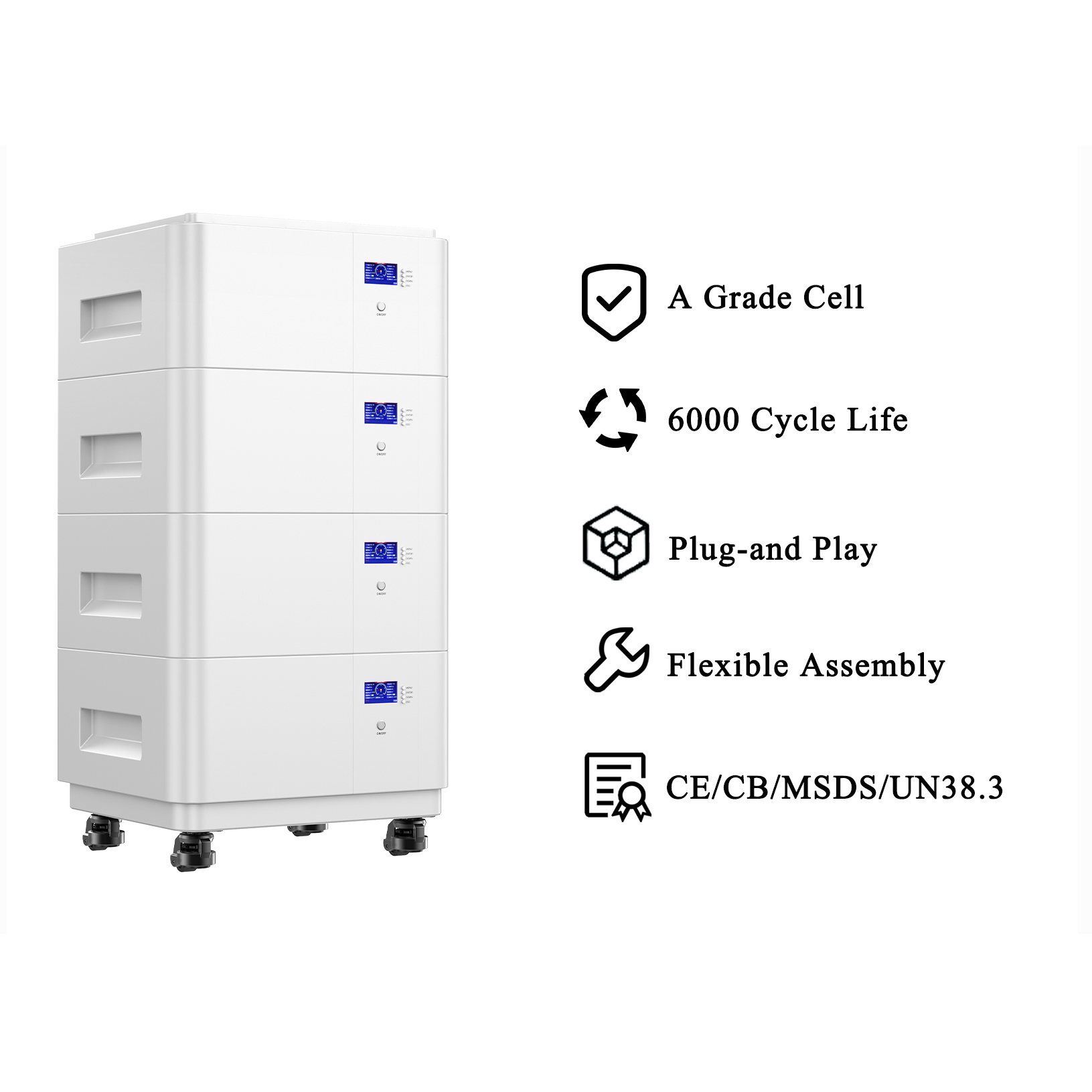 ZTGF 5Kwh 10Kwh 15Kwh Stackable Home Energy System 51.2V 100Ah 200Ah 300Ah 314Ah Solar Lithium Battery Pack 48V LiFePO4 Battery