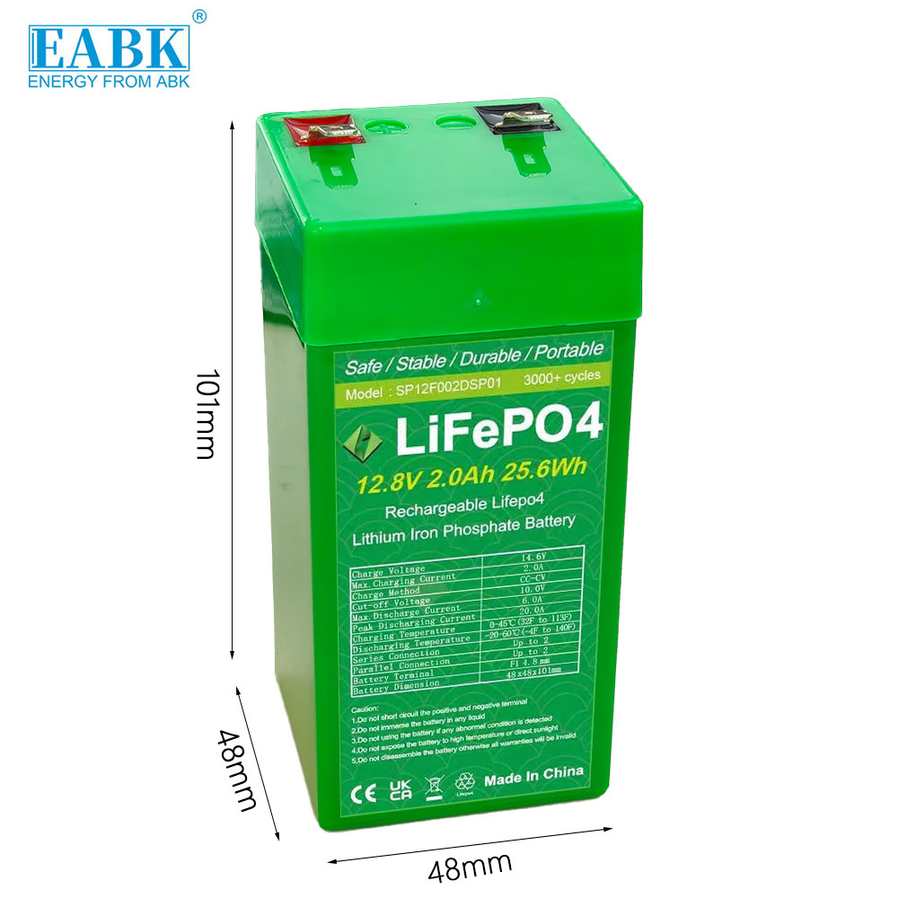 EABK 12.8V 2Ah LiFePO4 Battery 3000+ Cycles Deep Cycle Lithium Iron Phosphate Battery for Solar System CCTV UPS SLA Replacement