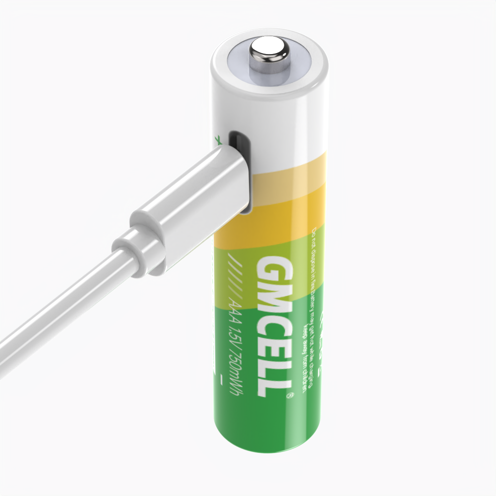 GMCELL High Capacity Lithium Battery Triple A 750mWh 1.5V Rechargeable Li-ion Batteries AAA With USB Cable