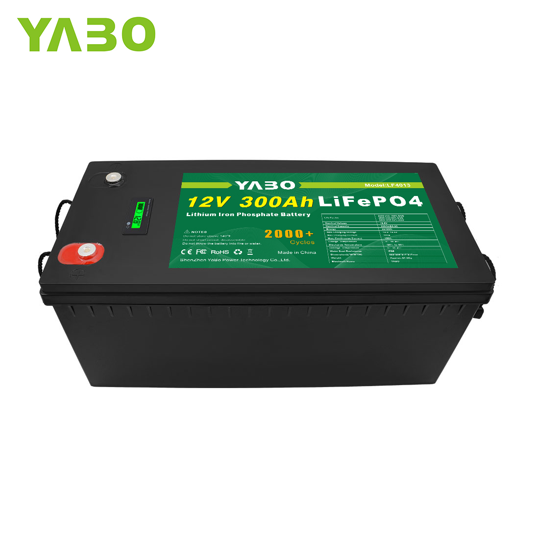 YABO Rechargeable Long Life 12V 300AH LiFePO4 Battery For Electric Vehicles Solar Energy Storage Systems Lithium Ion Batteries