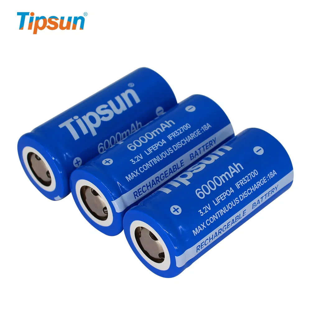 Tipsun 32650 6000 mAh Lithium Iron Phosphate 3.2V 6ah 32700 LiFePO4 Cylindrical Cells Battery for Solar System