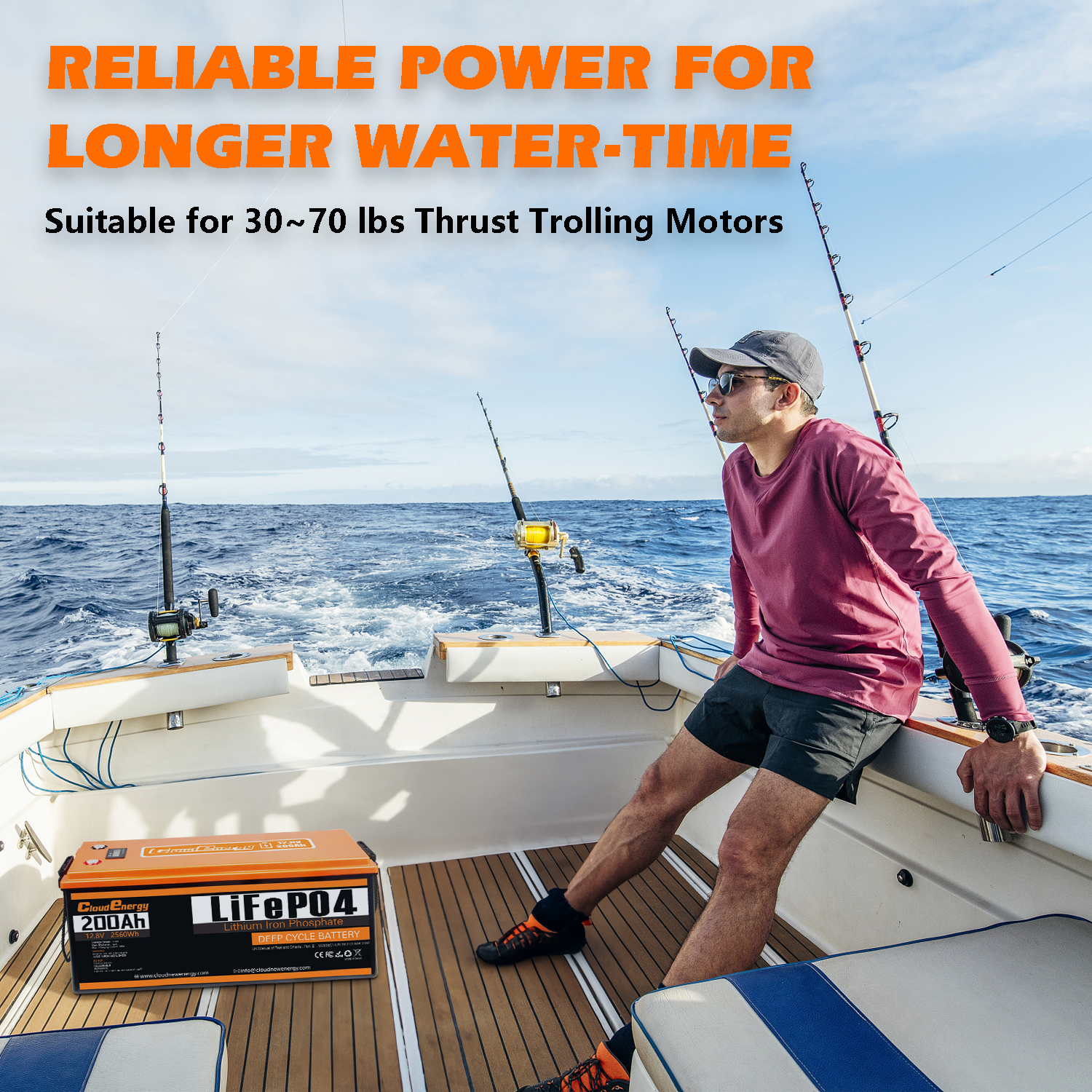 EU Stock Cloudenergy 12V 200Ah Lithium LiFePO4 Battery 100A BMS 6000+ Cycles Max 2560W Power Output for RV Solar Marine Off-Grid