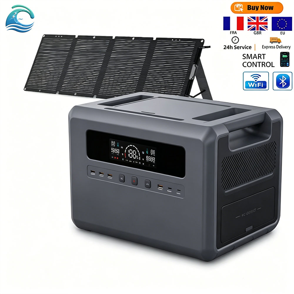 Solar Power Station Systems 1500W-3000W 5000W LiFePO4 Outdoor Solar Generators MPPT Jump Starter 2048Wh Portable Stations