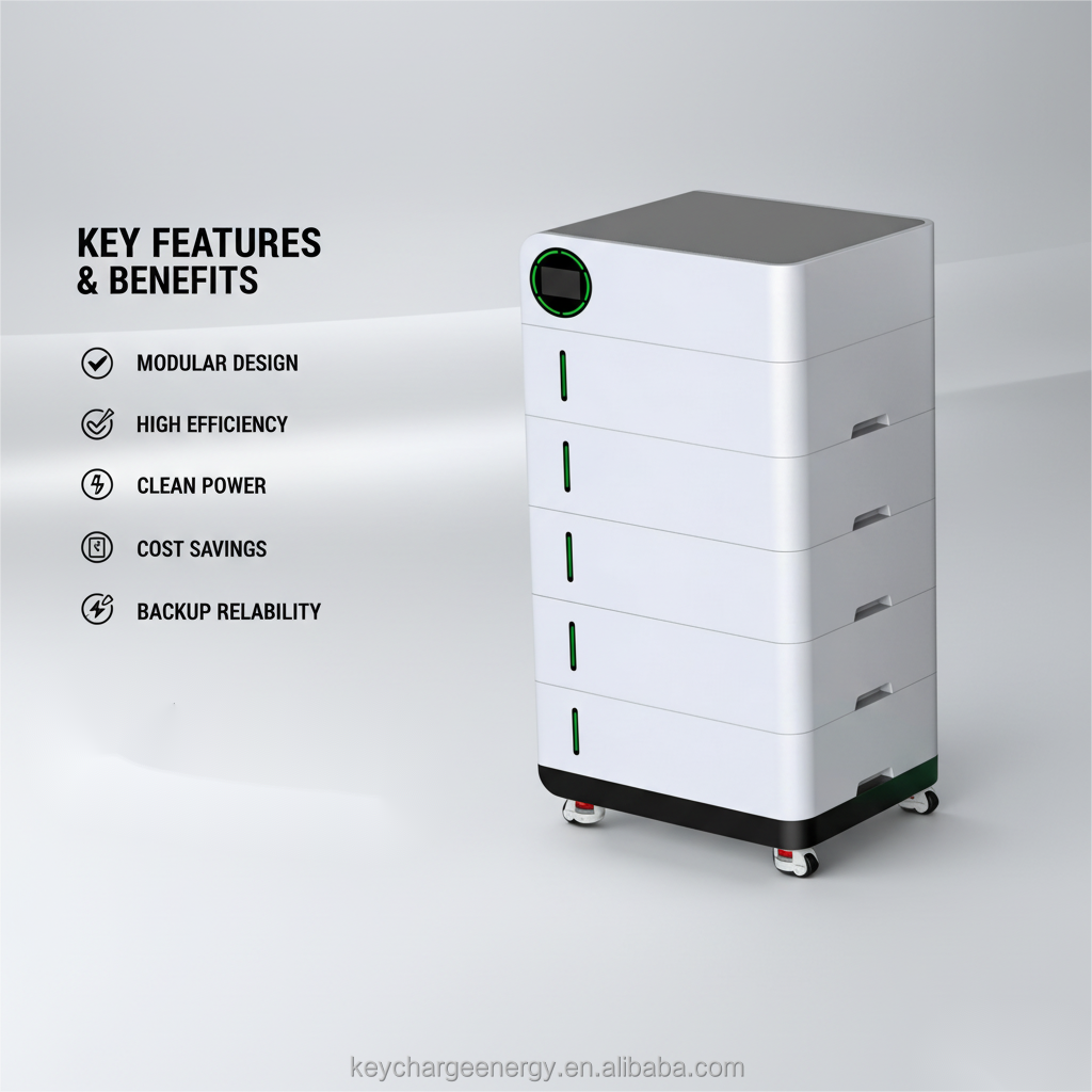 Solar Power System Stackable LiFePO4 Battery Energy Storage Home Use 5kWh 10kWh off Grid &amp; Hybrid Grid Compatible 5000 Cycles
