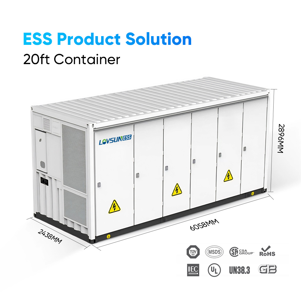 BESS ESS Outdoor 1MW 1000KWH 20FT Lithium Solar Battery 500kWh High Voltage Lifepo4 Battery System Energy Storage Container
