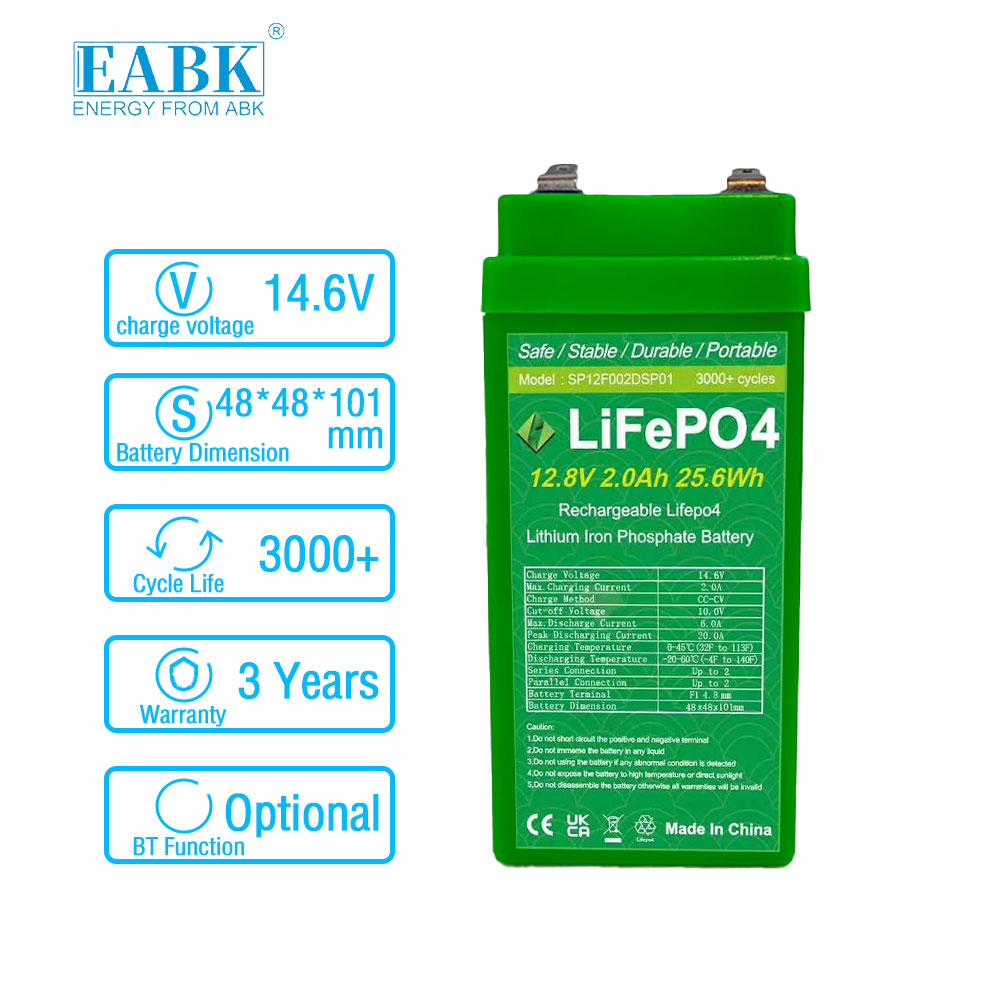 EABK 12.8V 2Ah LiFePO4 Battery 3000+ Cycles Deep Cycle Lithium Iron Phosphate Battery for Solar System CCTV UPS SLA Replacement