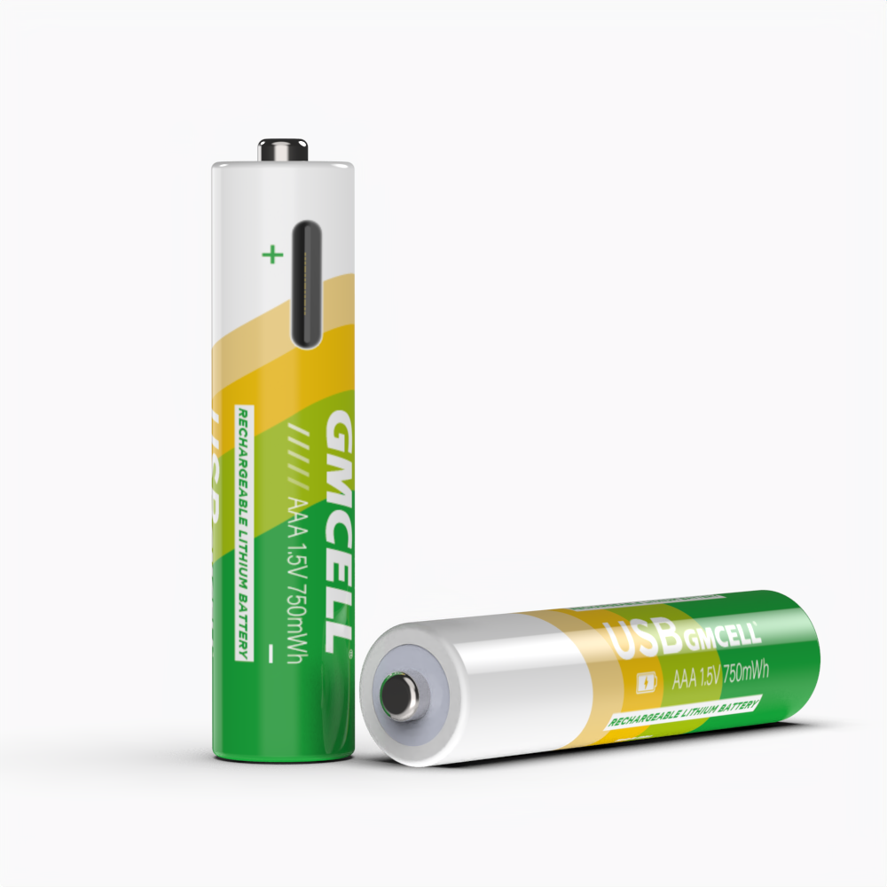GMCELL High Capacity Lithium Battery Triple A 750mWh 1.5V Rechargeable Li-ion Batteries AAA With USB Cable