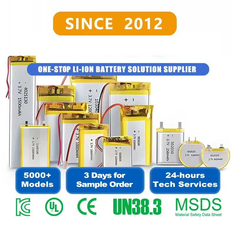 Custom 3.7V Rechargeable Lipo Lithium Polymer Battery