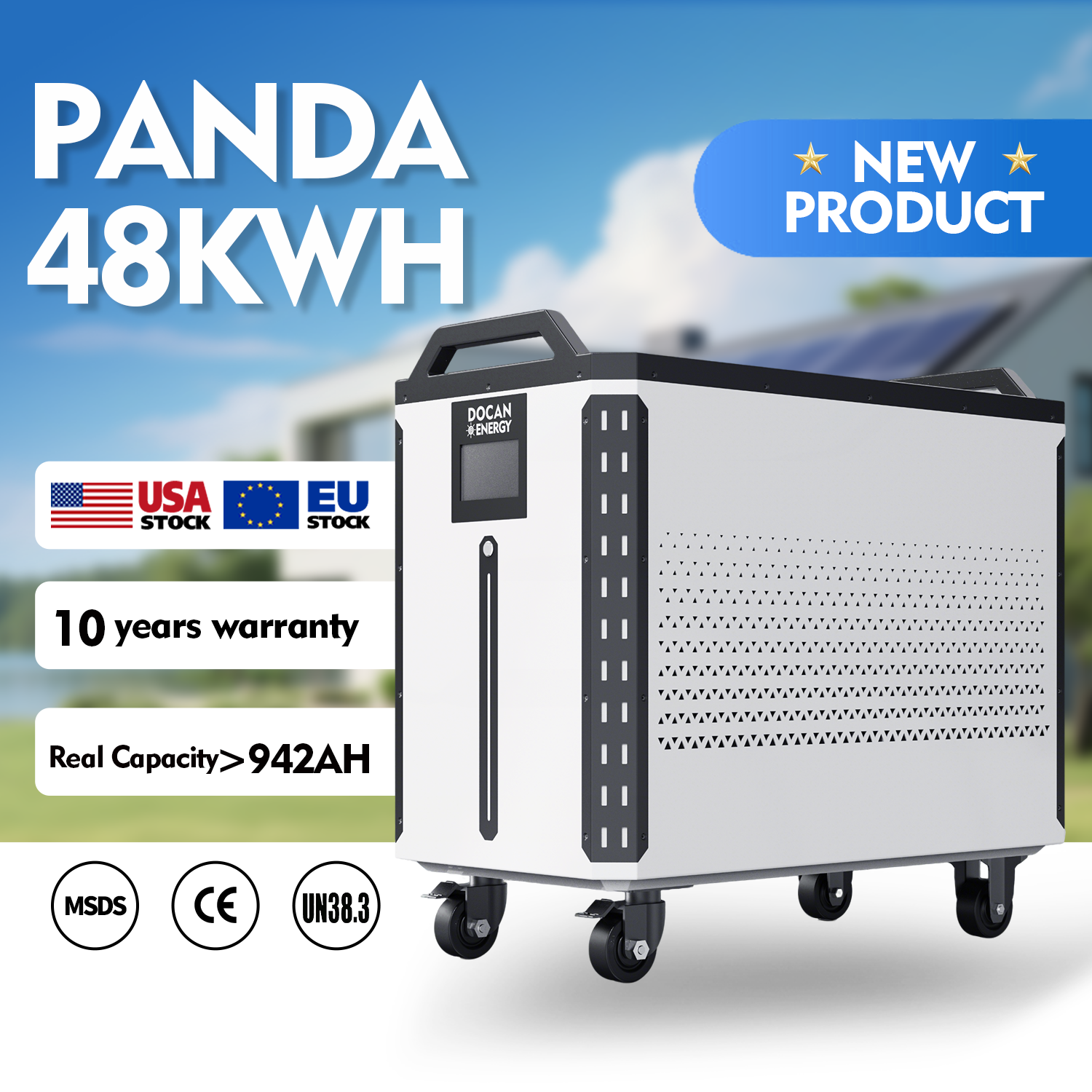 CE UL Certified Docan Panda Series 51.2V 942Ah 48kWh LiFePO4 Battery Pack 300A Smart BMS Perfect for 12kW Inverter Battery Pack