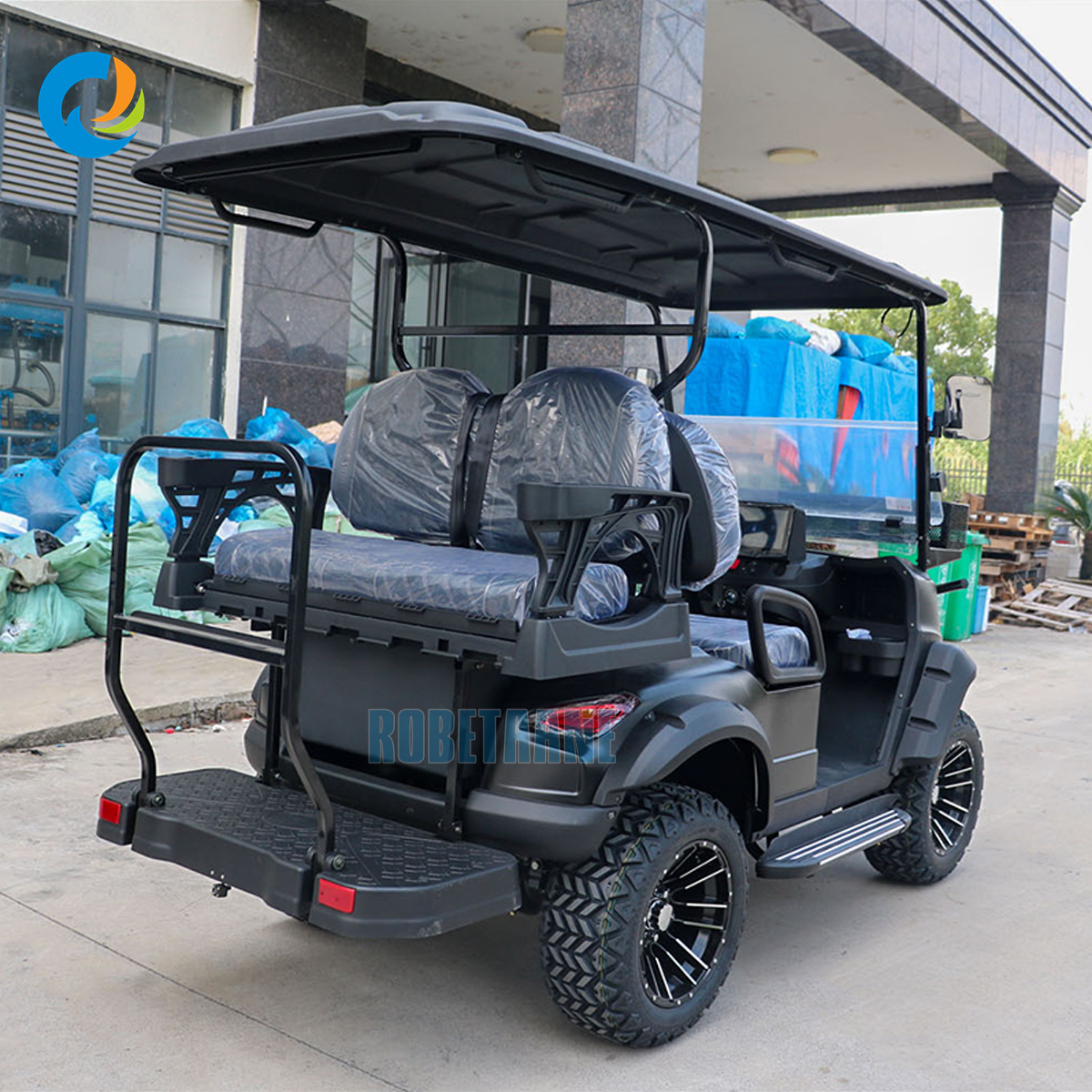Robetaa Cheap Electric Powered 4 Wheel 6 Seater Golf Cart Electric Utility Lithium Off Road Club Car Golf Cart