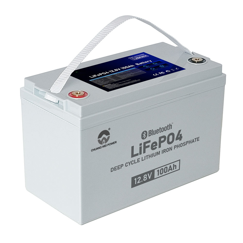 12.8V 100Ah LiFePO4 Battery 1280Wh BMS IP65 Waterproof Deep Cycle Lithium 6000 Cycles for RV Marine Trolling Motor Solar Storage