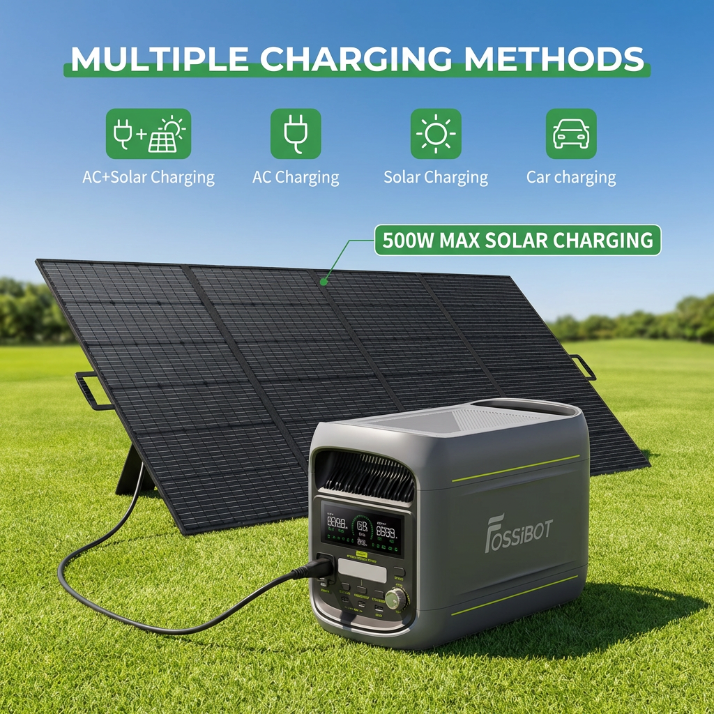 Fossibot F1800 1800W/1024Wh LiFePO4 High Power Home Backup Outdoor Camping Fast Charging With SP420 Pure Sine Portable Use