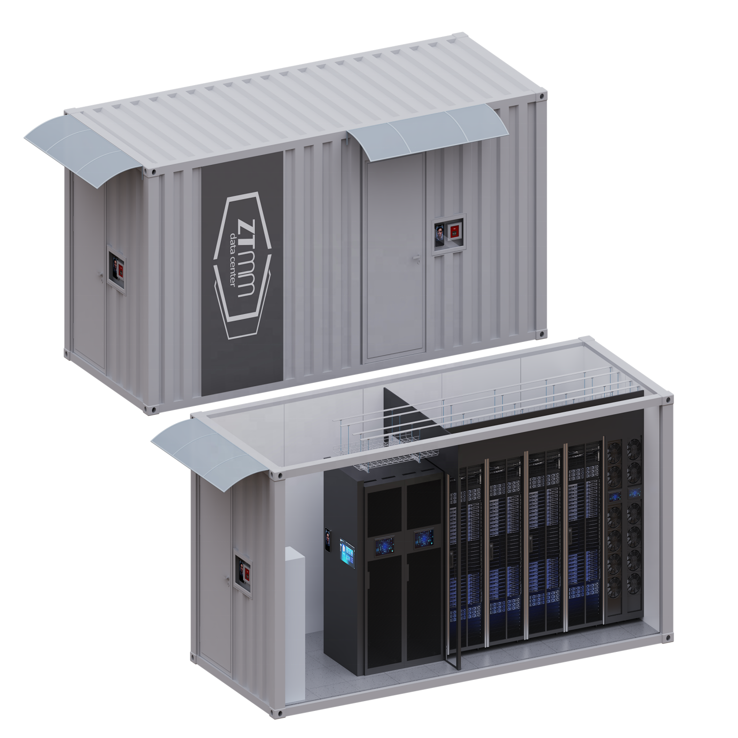 Container Data Center Equipped with Lithium Battery 15+ Minutes UPS Backup High Safety for Outdoor Industrial