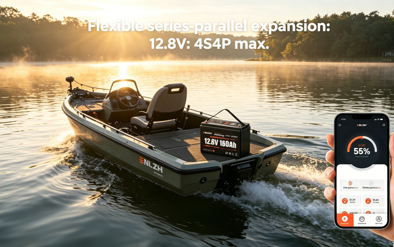 12.8V 160Ah LiFePO4 Battery Self-Heating Low Temperature Bluetooth Solar Lithium Battery 5Y Warranty for Home Mini UPS Marine