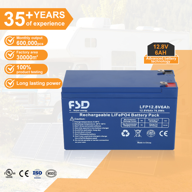 Hot Selling Industrial Power System Golf Car Forklifts Superior Safety 12.8V 6Ah Lithium Ion Battery