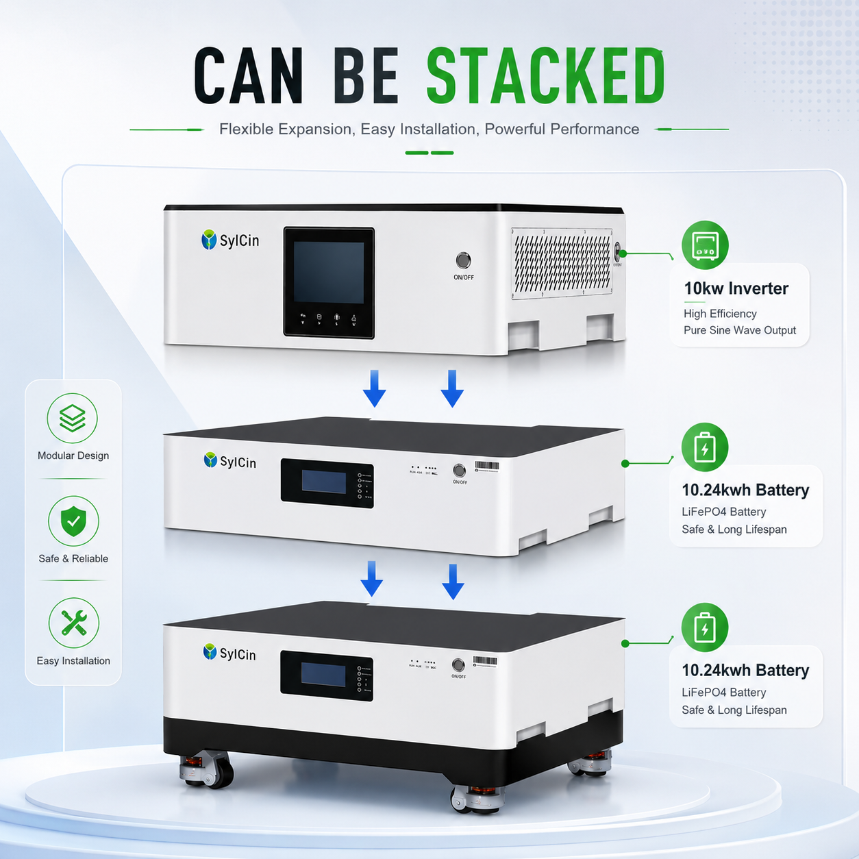 OEM ODM Stackable Energy Storage System 5kWh Battery With 5kW Hybrid Inverter For Residential And Small Business Applications