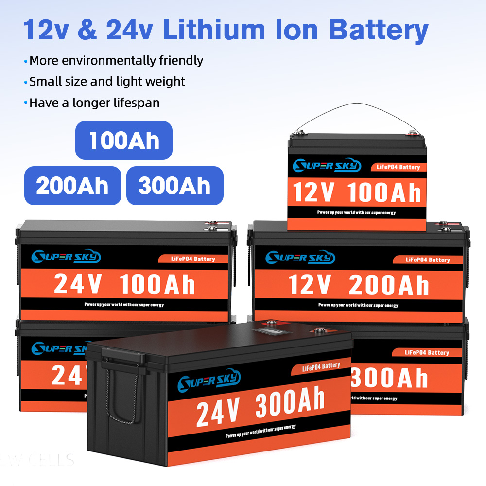 EU PL Stock 12v 24v Lifepo4 Battery 100ah 200ah 300ah Solar Lithium Battery Home Energy Storage Lithium Ion Batteries Pack