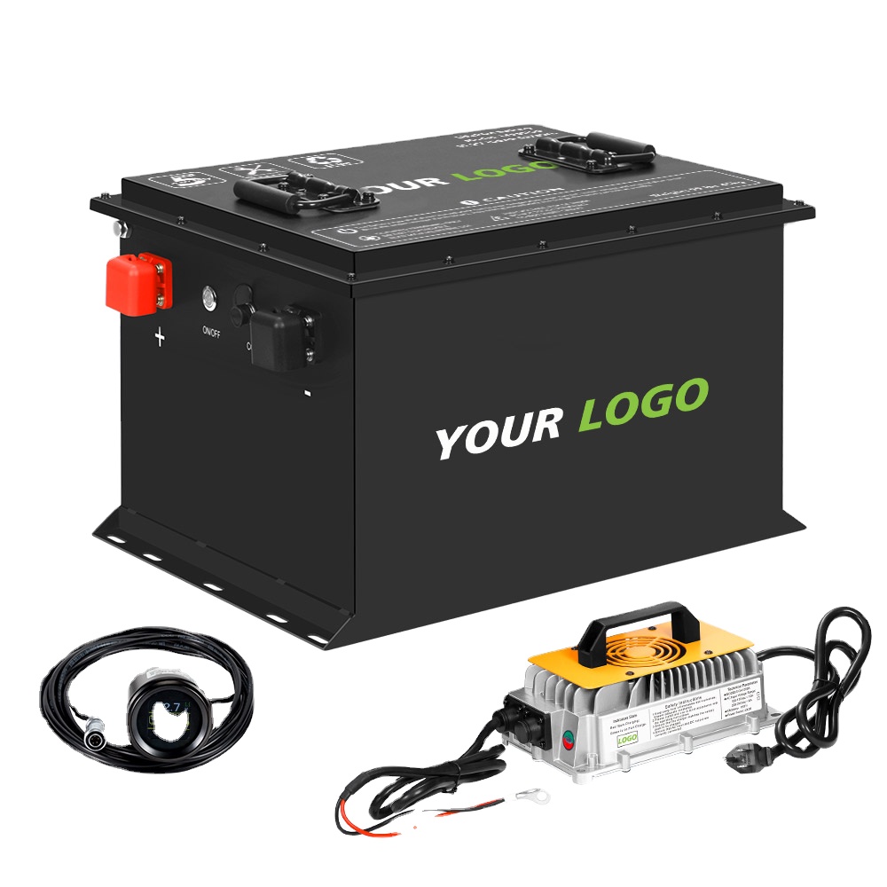 US Stock 72V 76.8V 105Ah Lithium Golf Cart Battery 200Amp BMS 6000+ Cycles Max Output 18.4KW Charger 15A ,LCD &amp; Mobile APP