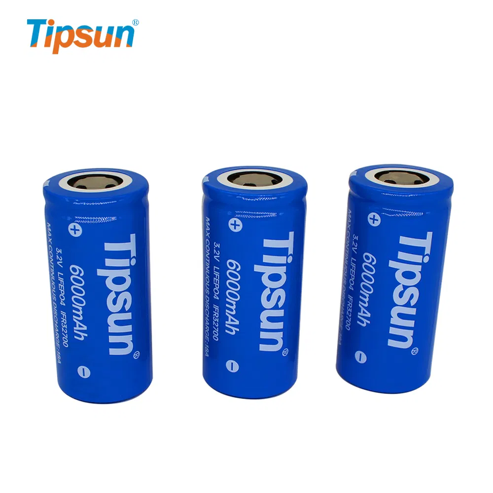 Tipsun 32650 6000 mAh Lithium Iron Phosphate 3.2V 6ah 32700 LiFePO4 Cylindrical Cells Battery for Solar System