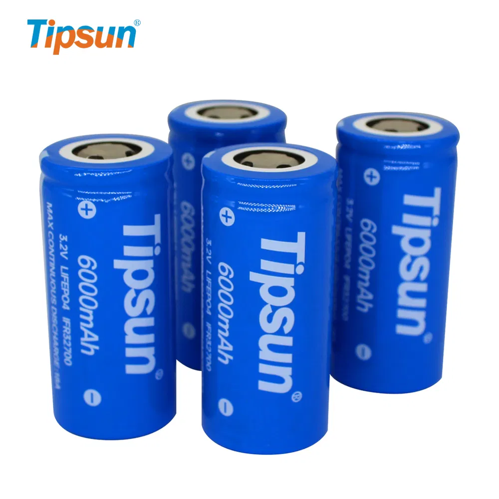 Tipsun 32650 6000 mAh Lithium Iron Phosphate 3.2V 6ah 32700 LiFePO4 Cylindrical Cells Battery for Solar System