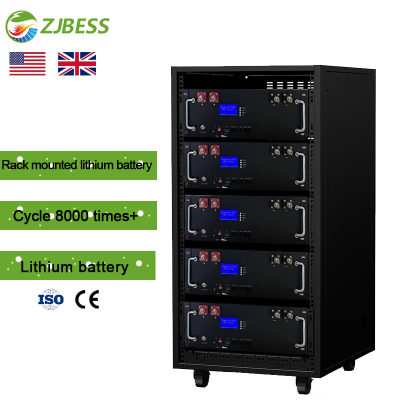 New Lifepo4 Solar Lithium Ion Battery Pack 100AH 200AH 51.2V 5KW 10KW Rack Mounted Lithium Battery