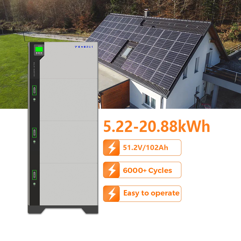 ESS Deep Cycle 6000 51.2V 102Ah Battery Power Station 5000W Home Energy Storage With Hybrid Grid Connection Stackable System
