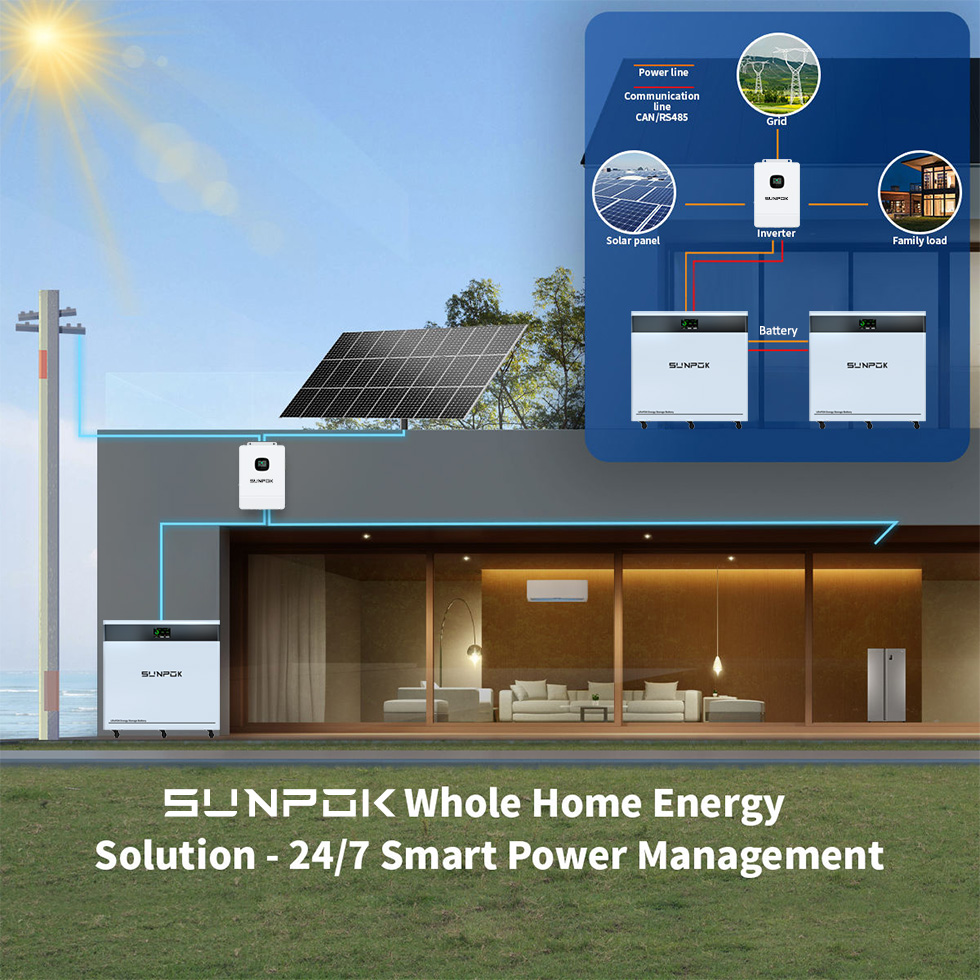 SUNPOK Solar System Home 40Kwh Battery Lithium with Wheels 51.2V 800Ah 48V Lithium Energy Storage Batteries for Home