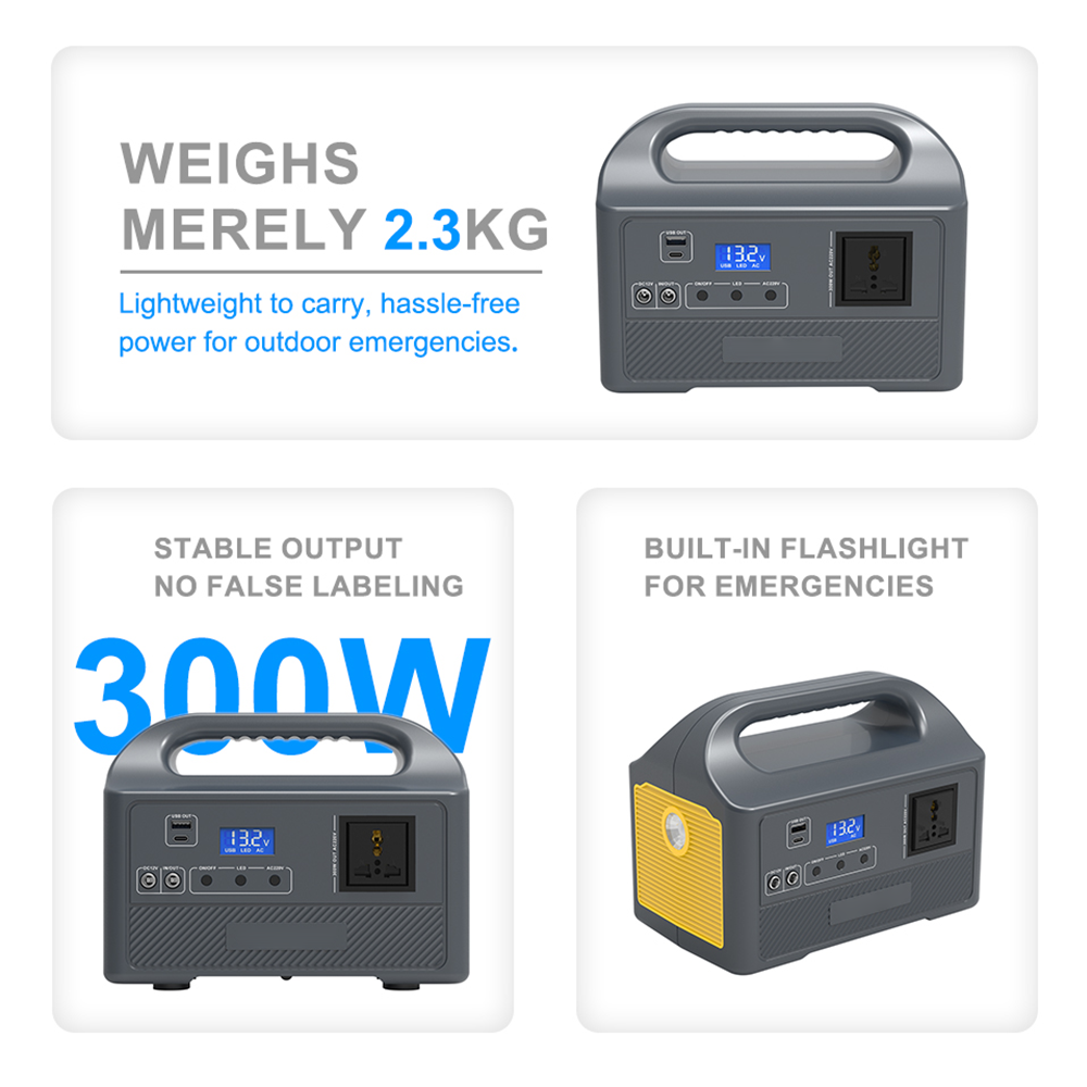 Ultra-light Outdoor Portable Power Station Energy Storage Power Supply 150W-300W Lithium Lifepo4 Battery Packs for Camping Solar