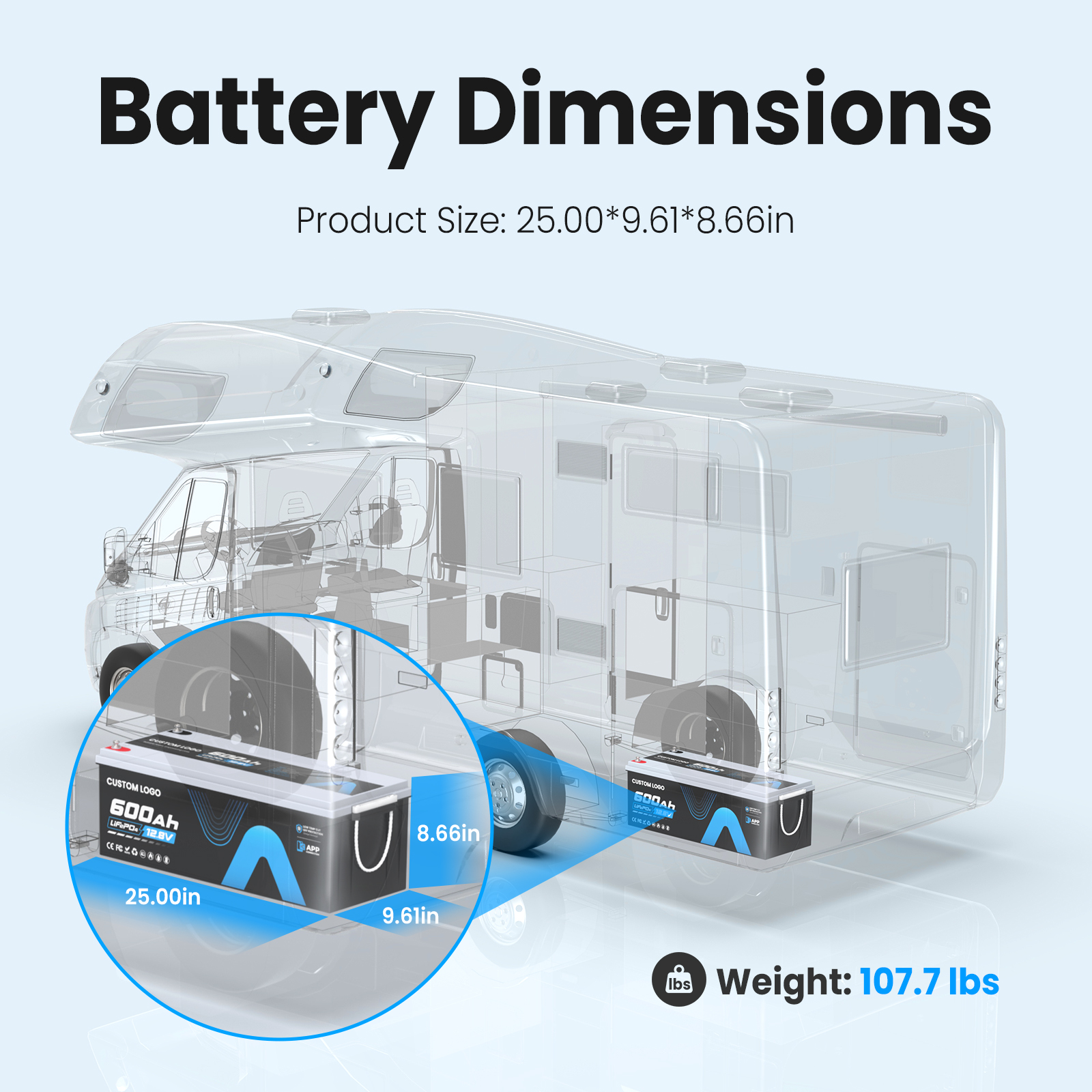 12V 600Ah Bateria De LiFePO4 for Ar Condicionado Bluetooth 12.8v 460ah Battery for Autocaravana RV 4*4 Off-road Camping Vehicle
