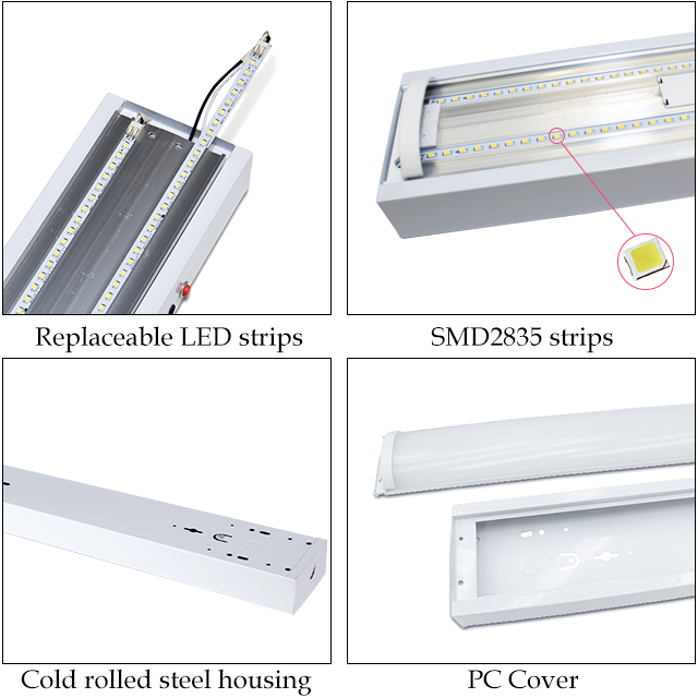 5-Year Warranty 20W 40W 60W Industrial LED Batten Lighting Emergency Battery Ceiling Tube Light Fixture IP40 Dimmable Linkable